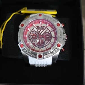 Invicta Silver and Red Tachymeter Watch